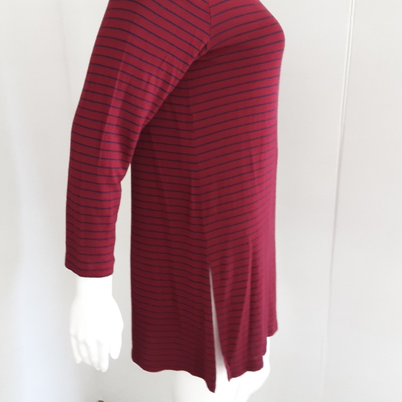 OLD NAVY BURGUNDY STRIP LONG SLEEVE TUNIC TEE SZ  SP - Picture 3 of 7